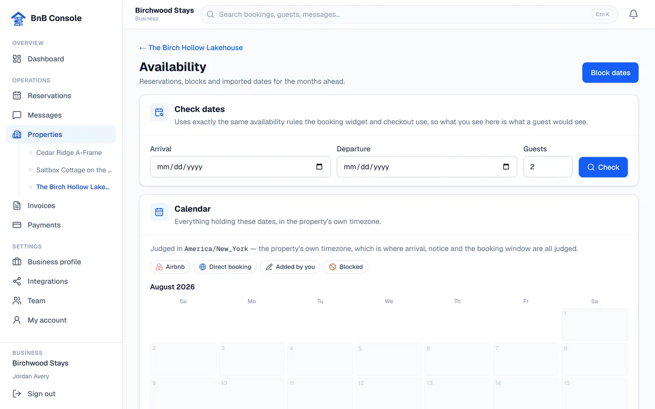 The date checker verifying availability and quoting a price